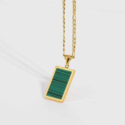 China Environmental Friendly 18K Gold Plated Stainless Steel Jewelry Necklace Wand Chain Malachite Agate Turquoise Shell Pendant Necklace for sale