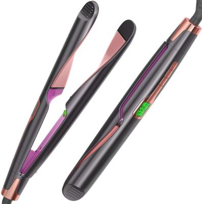 China Original Outdoor Private Label Twist Dish Tourmaline Ceramic Twisted Plates Hair Curler Flat Iron 2 in 1 Hair Straightener for sale