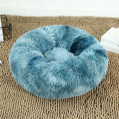 China Removable Cover Pet Bed Luxury Round Shape Autumn And Winter Cat Sofa Bed Mat Dog Kennel Cama Para Mascotas Soft Plush Keep Warm Donut Pet Bed for sale