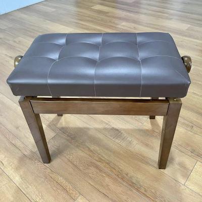 China Sanpuli 1021JH Brown Piano Bench Popular High Quality Simple Wooden Adjustable Piano Stool With Solid Wood Handle for sale