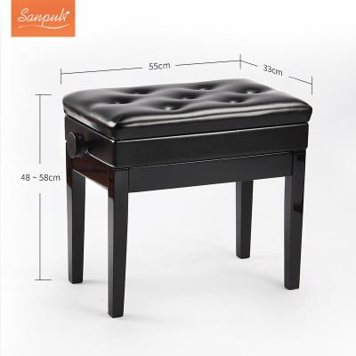 China Sanpuli Wood Customized Wooden Piano Bench Adjustable Piano Stool With Storage for sale