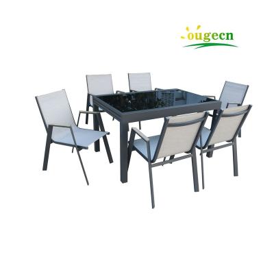 China Height Expandable Garden Aluminum Leisure Living Modern Metal Sectional Seater Patio Expandable Garden Dining Set for sale