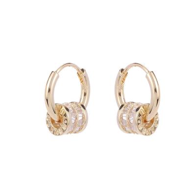 China Non Allergic Women Gold Turn Circle Huggie Earring Open Hoop Earrings for sale