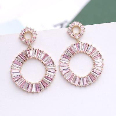 China Non Allergic Unique Fashion 2 Round Circle Dangle Earrings For Women 2021 for sale