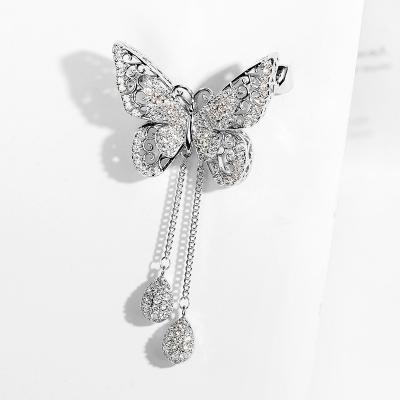 China Women Pin Brooches Luxury Butterfly Tassel Pin Brooch Fashion Jewelry Designer for sale