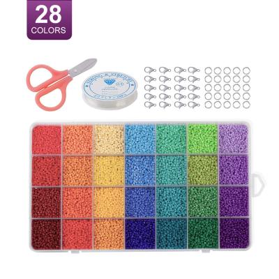 China Children's Gift Boxed 28000pcs Grid Mixed Color 28 Seed Glass Beads DIY Bracelet Necklace Bead For Jewelry Making for sale