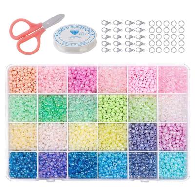 China DIY Gift 2mm 3mm 4mm Children's Colored Cream Grids Solid Color 24 Color Seed Glass Beads for sale