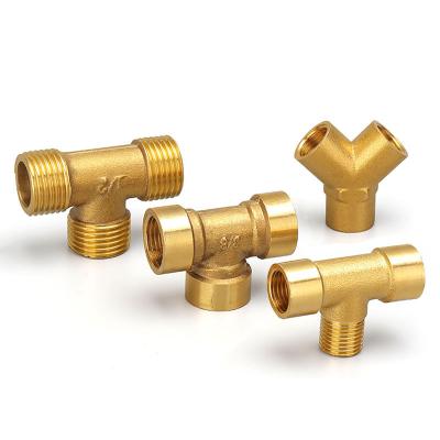 China Others 3 Thread High Quality Brass Pipe Male Female Brass Tee Fittings for sale