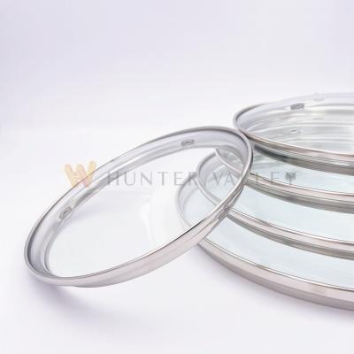 China Best Price Viable Wok Lid 201 Stainless Steel Rim 16/18/20/24/28cm Glass Lid for sale