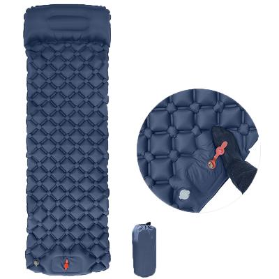 China 40D Nylon/TPU Ultralight Sleep Pad TPU Rise Insulated Inflatable Camping Air Mattress With Pillow Built In Foot Pump for sale