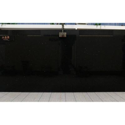 China Modern Durable Receive Customized Crystal Black Quartz Manmade Stone Slabs Vanity Top for sale