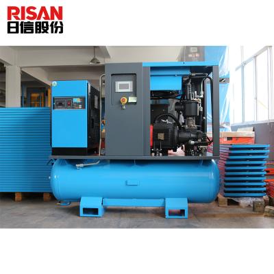 China Lubricated 22KW 30HP Combined Rotary Screw Air Compressor With Receiver And Dryer for sale