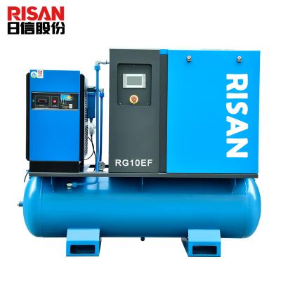 China 10HP 7.5kw Lubricated Rotary Screw Air Compressor With Receiver Tank And Dryer for sale