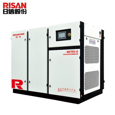 China RISAN Energy Saving 55KW 75HP P.M. Lubricated Two Stage Screw Air Compressor With Inverter for sale