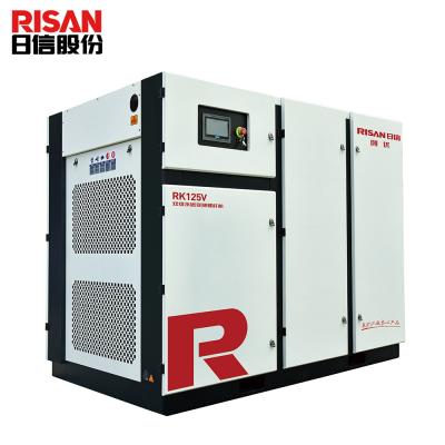 China Brand two stage efficiency RISAN 90kw 125hp lubricated rotary screw air compressor for industry for sale