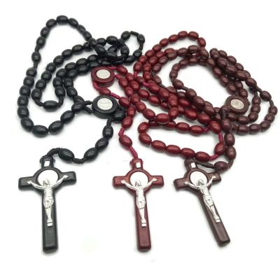 China Large Size Europe Cruzar Rosary Religious Craft Statement Necklace Catholic Crusader Necklace Pendant Necklace for sale