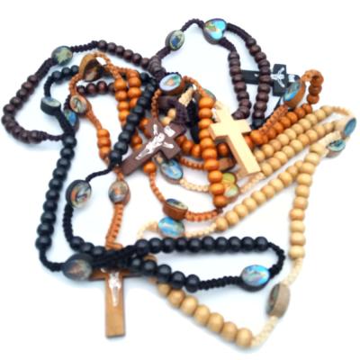 China Religious Catholic Catene rosario de religioso de Jesus Rosary Necklace rosario de cross JERUSALEM jewelry wooden beads Europe for sale