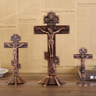 China Europe Large Church Relics Jesus Christ Crucifix Figurines Relics On The Stand Wall Crucifix Antique Religious Altar Chapel Home Decoration for sale