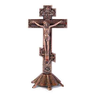 China Middle Europe Catholic Christian Holy Cross Of Jesus Trade Plated Bright Gold Crucifix Ornaments for sale