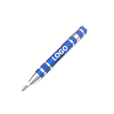 China Custom Portable Plastic Pen Screwdriver With 8pcs Screwdriver Bits for sale