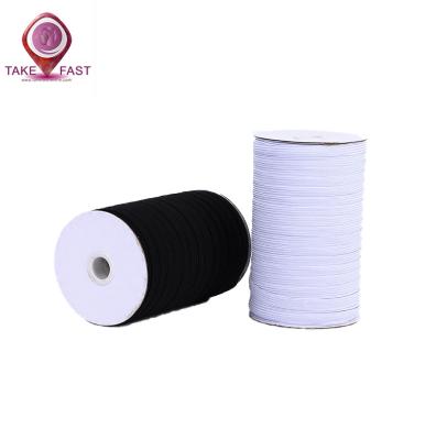 China High Elasticity Black and White 3mm, 5mm, 6mm, 9mm, 1.2cm Latex Flat Narrow Striped Yarn Custom Knitted Elastic Garment Belt for sale