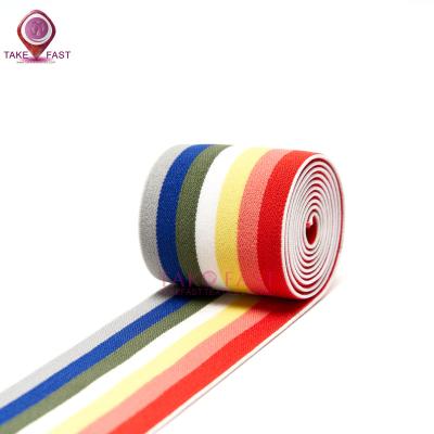 China Rainbow Cotton Polyester Webbing Striped Ribbon Twill Comfortable 38mm Wide Heavy Duty Purse Totes Ties Strap 1 1/2