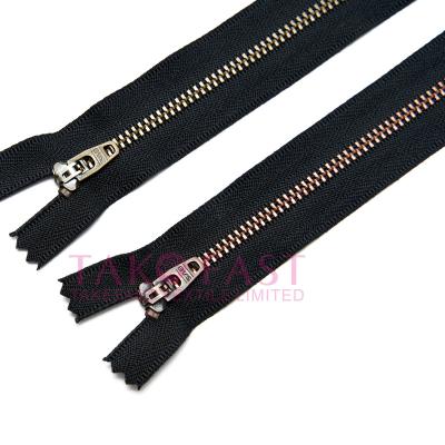 China Environmental Friendly Factory Price #3YG #4YG SAB Antique Metal Zipper YG Puller Brass Jeans Back Zipper For Pants for sale