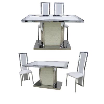 China dining table set italian Stainless steel 6 seaters Korean marble dining table for sale