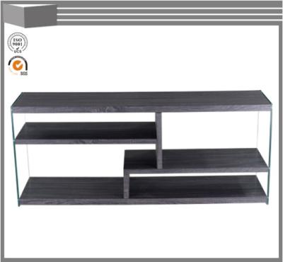 China home furniture concise tv stand made by three layers tempered glass and stainless metal tube for living room for sale