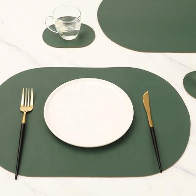 China NEW Double Sided Washable Table Mats Faux Leather Non-Slip Stain 2022 Durable Oilproof PU Place Mats For Dining Table for sale