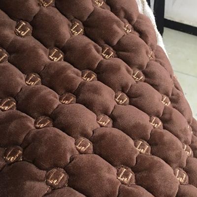 China Anti-Static Quilted Embroidery Car Seat Velvet Fabric Laminate With Foam And Nonwoven Backing for sale