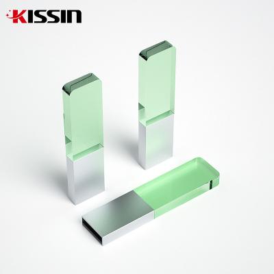 China Kissin Factory Outlet Lightweight Glass Custom LOGO USB Memory 16GB 32GB 64GB128GB Card USB Flash Drive for sale