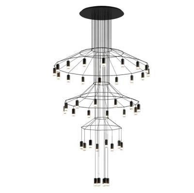 China Modern Nordic Design Chandelier Lighting Black Staircase Lighting Decorative Pendant Light for sale