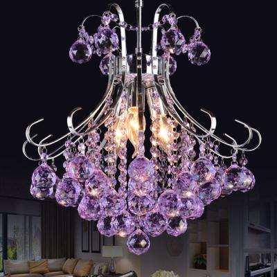 China Unique Luxury Hotel Art Purple Chandelier Modern Villa Large Crystal Chandelier Ceiling Lamp for sale