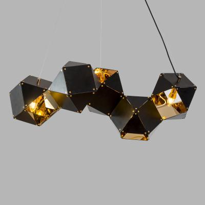 China Unique Art Indoor Modern Black Gold Outside Metal Wholesale Modern Box Pendant Light Modern Chandeliers for sale