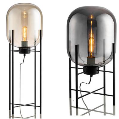 China Tripod Lamps Living Room Light Black Floor Lamp Stand Decorative Standing Modern Glass Lamp for sale