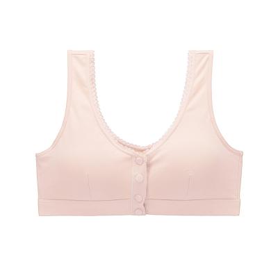 China New Front Button Underwear Women Cotton Smooth QUICK DRY Soft Vest Type Big Rimless Bra Underwear Women Middle-aged And Older for sale