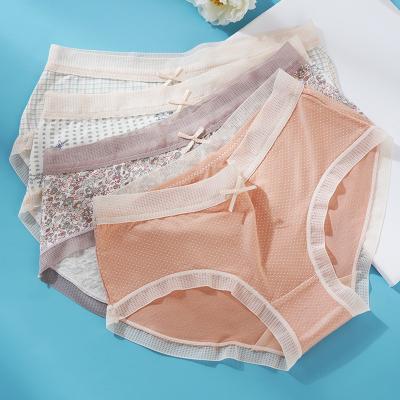 China Antibacterial Sexy Women's Lace Panties Thong Mesh Underpant Floral G-String Ladies Seamless Comfort Women's Panties Comfort Pantys for sale