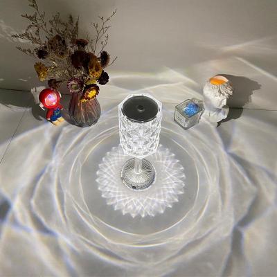 China Modern Modern Hotel Restaurant Table Lamp Crystal Table Lamp Rose Light Cordless Rechargeable With USB Charging for sale