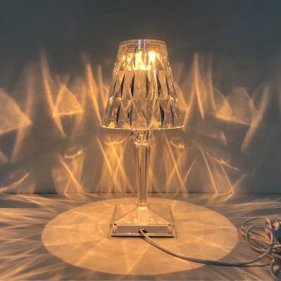 China Modern Luxury Modern Night Light Portable Crystal Light Bedroom Lamp USB Wire Controlled Crystal Table Lamp for sale