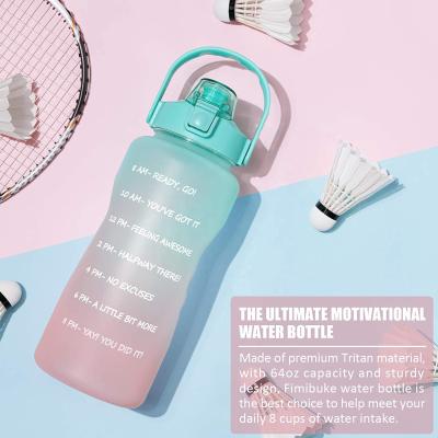 China Viable Hot Sale BPA Free Water Jug Gallon Plastic Water Bottle With Time Marker For Fitness Gym Sports for sale