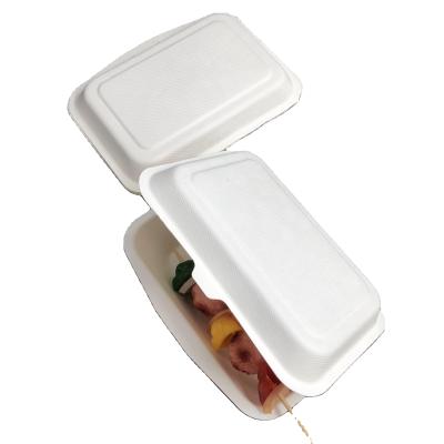 China Microwave Safe 600ml Sugar Cane Compostable Bagasse And Biodegradable Fast Food To Go Lunch Bento Box for sale