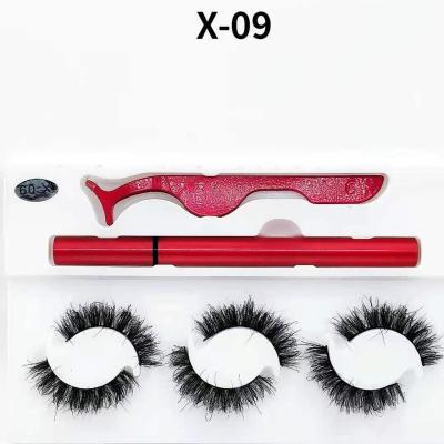 China Waterproof 3 pairs of magnetic eyeliner eyelashes (mink) for sale