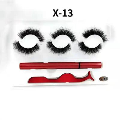 China Waterproof 3 pairs of magnetic eyeliner eyelashes (mink) for sale