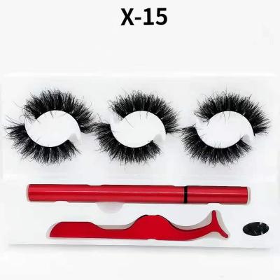 China Waterproof 3 pairs of magnetic eyeliner eyelashes (mink) for sale