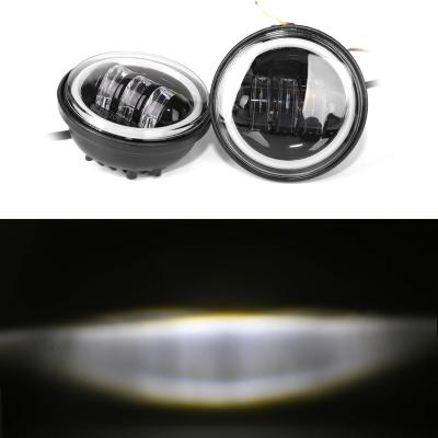 China Popular Luxury Pairs Of 4 Inch Round LED Fog Lights 4.5 Auxiliary Lights For 12V Motorcycles With Auto Halo Ring Lighting System for sale