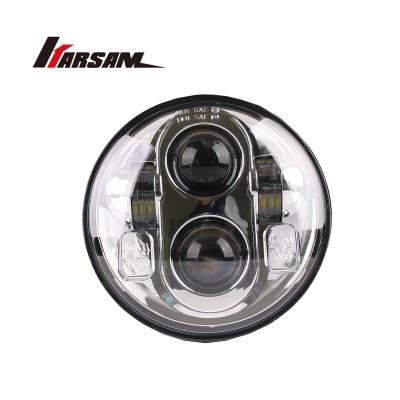 China Special Design Sliver 5.75 Round Bottom H4 IP67 LED Adaptive Cornering Headlight For Harley 5.75 Inch for sale