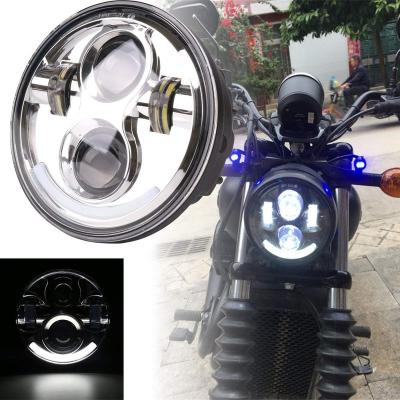 China Aluminum Housing 5.75 Inch Round LED Headlight Motorcycle Lamp High Ground Head Beam With DRL Angel Eye Fit For Universal for sale