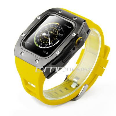 China Trendy 44mm Apple Watch Style Metal Alloy Case Replacement Wrist Strap Watch Silicone Rubber Band For Apple Watch Series 6/5/4/SE iWatch Replacement for sale