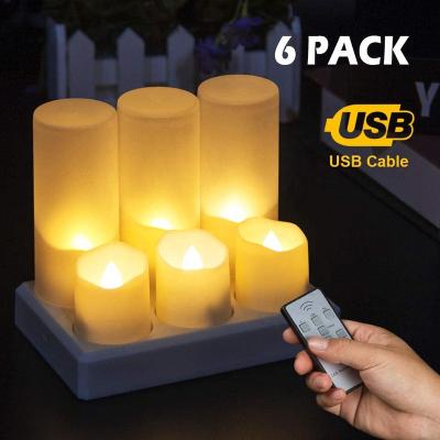 China Rechargeable Flameless Tea Light Candles Flicker Candles with Remote Timer Tea Lights for Decoration for sale